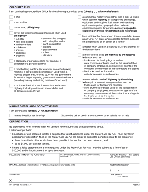 Coloured Fuel Certification Form