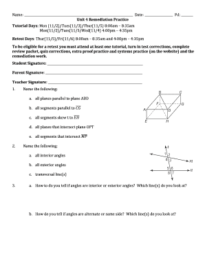 Math Remediation Practice Form