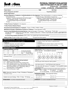 Physical Therapy Evaluation and Plan of Care
