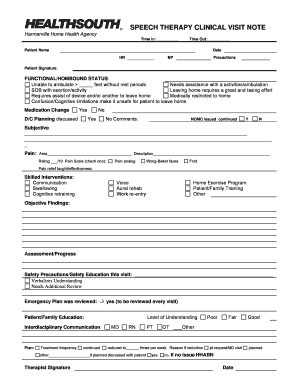 Speech Therapy Clinical Visit Note
