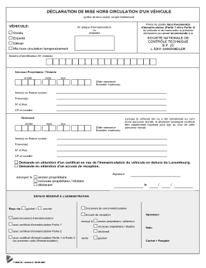 DÉCLARATION DE MISE HORS CIRCULATION D'UN VÉHICULE