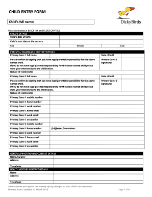 Child Entry Form