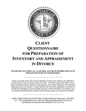 Divorce Inventory and Appraisement Form