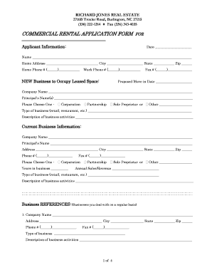 Commercial Rental Application Form