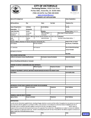 Vendor's List Application