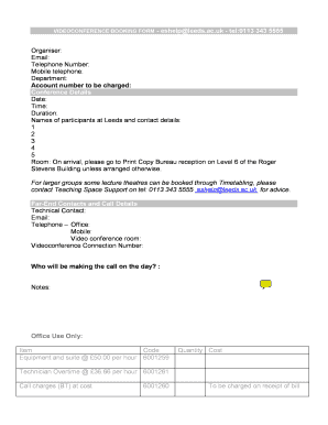 Videoconference Booking Form