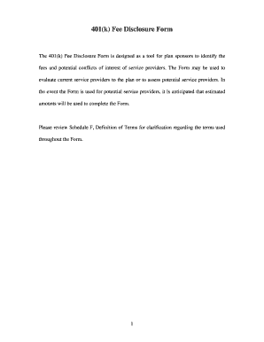 401(k) Fee Disclosure Form