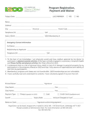 LSCO Program Registration and Waiver