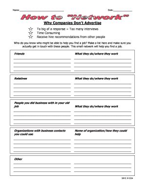 Job Search Networking Form