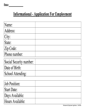 Informational Employment Application