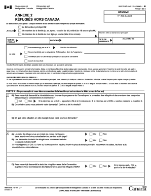 Formulaire de protection des réfugiés