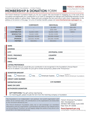 French-American Foundation Membership and Donation Form