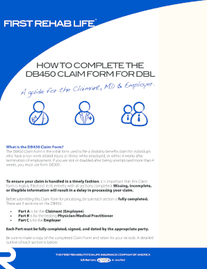 DB450 Claim Form for Disability Benefits
