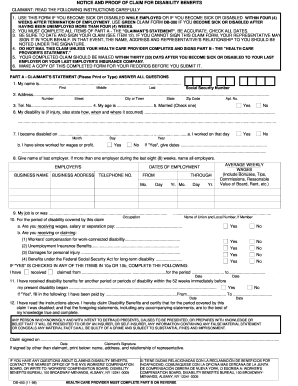 Disability Benefits Claim Form