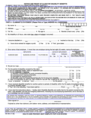 Disability Benefits Claim Form