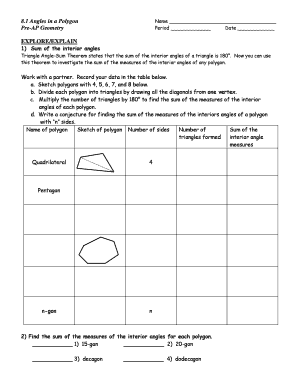 Geometry Worksheet: Angles in a Polygon