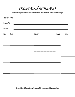 Certificate of Attendance