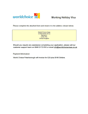 Australia Working Holiday Visa Application Form 1150