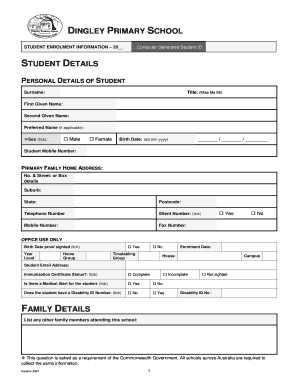 Student Enrolment Information Form