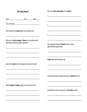 Sunday Worship Report Form