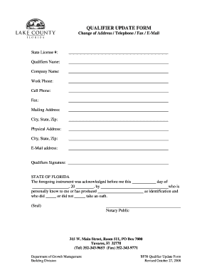 Florida Qualifier Update Form