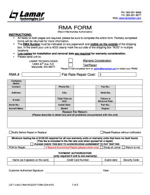 RMA Form