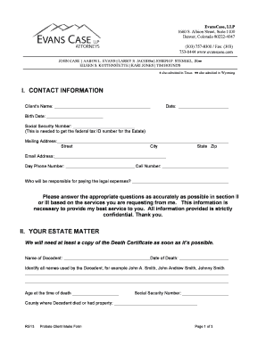 Probate Client Intake Form