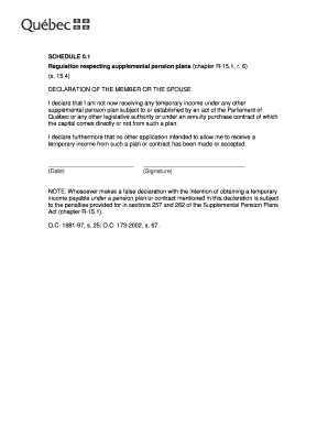 Quebec Supplemental Pension Plan Declaration