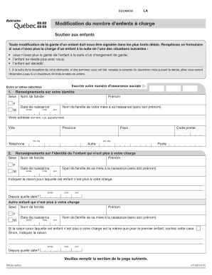 Modification du nombre d’enfants à charge