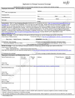 Application to Change Insurance Coverage