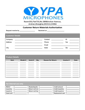Customer Return Materials Authorization