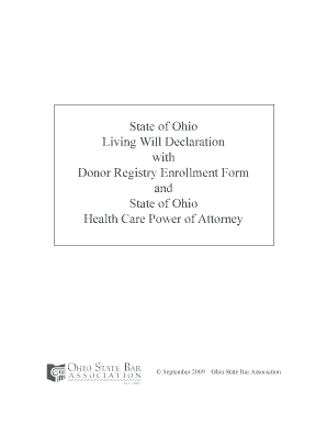Ohio Living Will Declaration and Health Care Power of Attorney