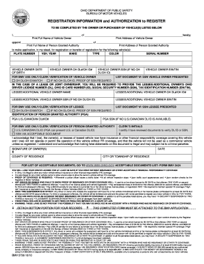 Ohio Vehicle Registration Authorization Form