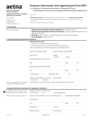 Aetna Producer Information and Appointment Form