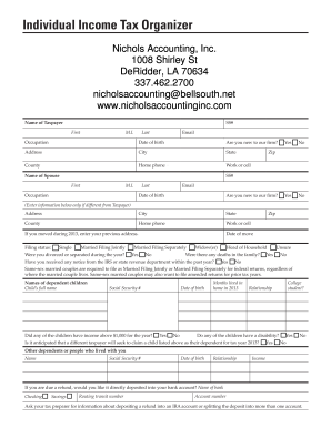 US Individual Income Tax Organizer