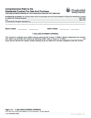 Comprehensive Rider to Florida Residential Contract