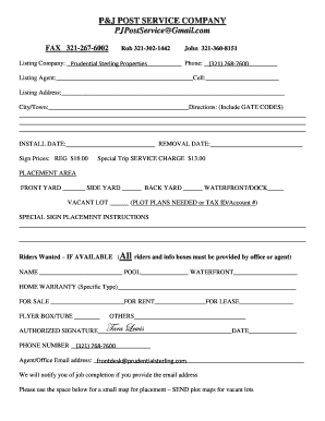 Real Estate Sign Placement Form