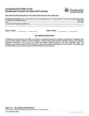 Comprehensive Rider to Florida Residential Contract