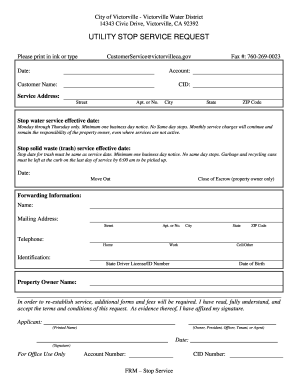 Utility Stop Service Request
