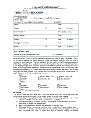 20-Year Limited Material Warranty