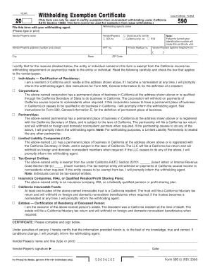 California Withholding Exemption Certificate
