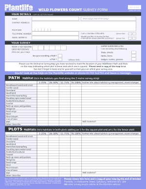 Wild Flowers Count Survey Form