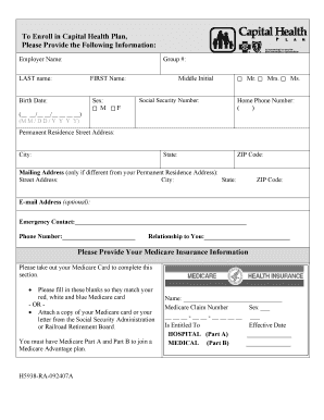 Capital Health Plan Enrollment Form