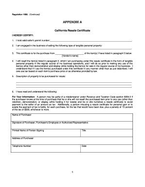 California Resale Certificate