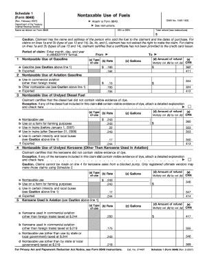 Schedule 1 Form 8849 Nontaxable Use of Fuels