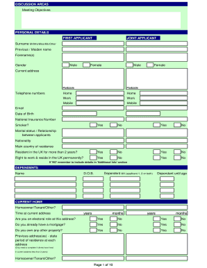 UK Mortgage Application Form