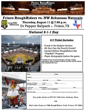 Frisco RoughRiders Ticket Order Form