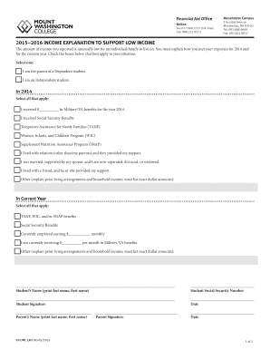 Income Explanation for Low Income