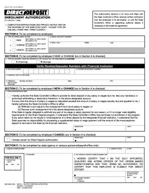 California Direct Deposit Authorization Form