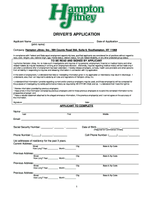 Driver Application Form